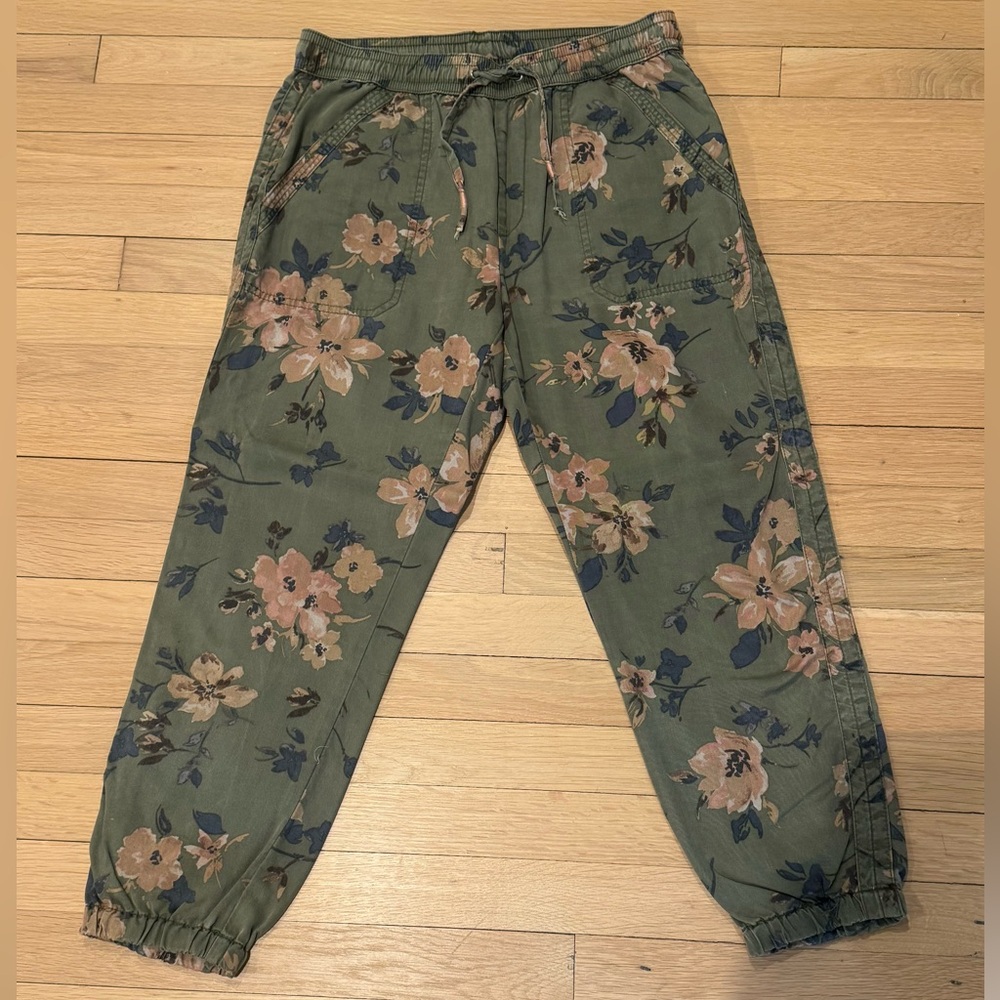 Anthropologie Floral Drawstring Pants